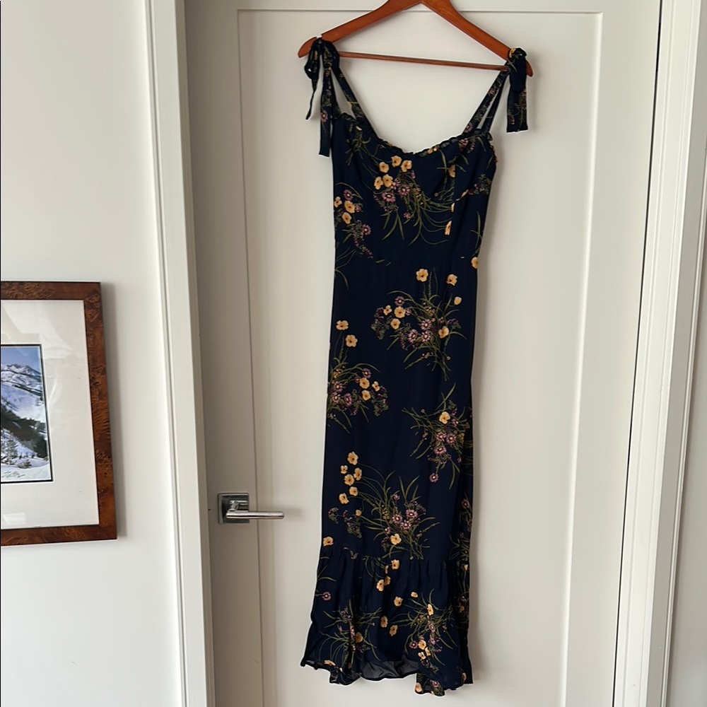 REFORMATION Blue Floral Maxi Dress